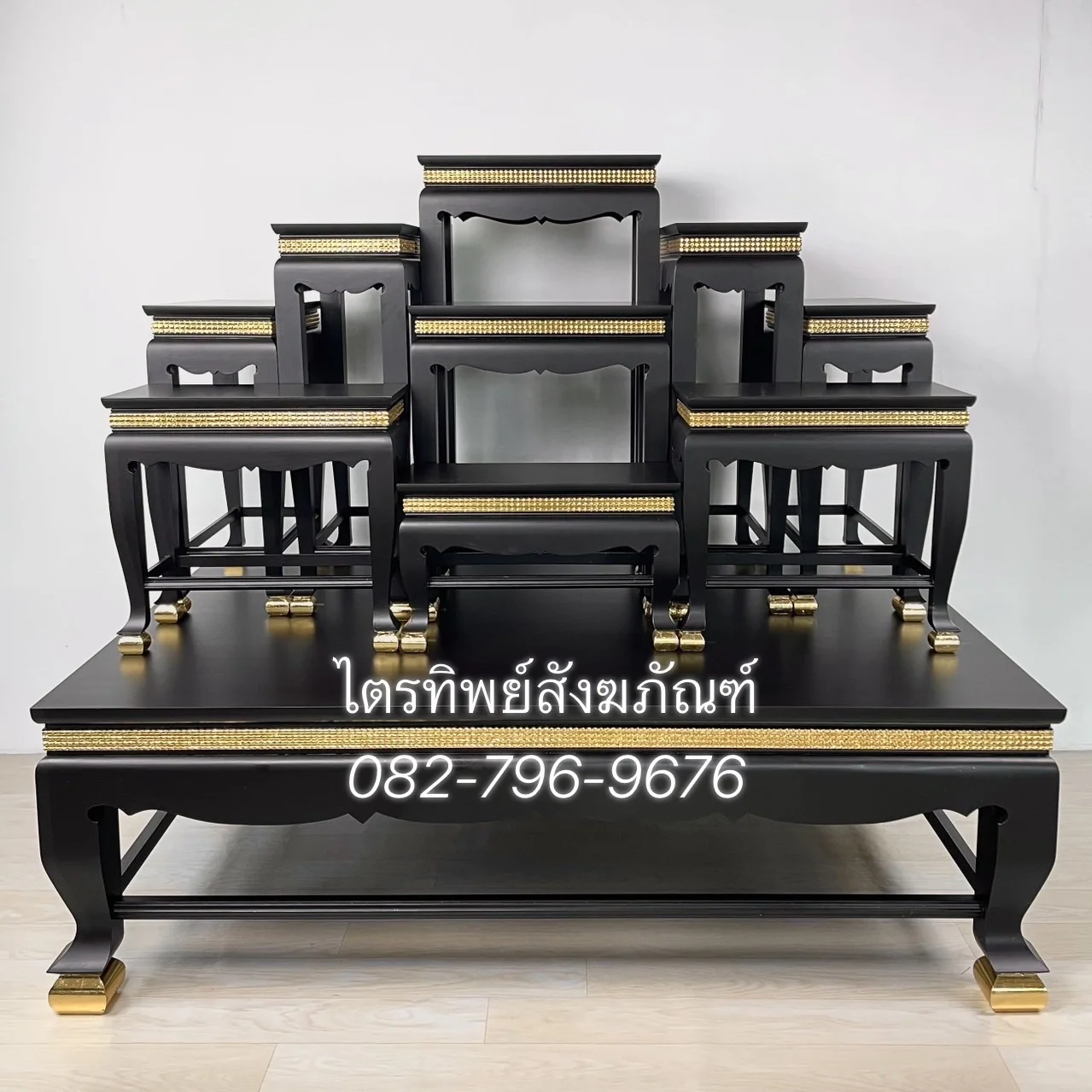 โต๊ะหมู่ 9 ขัดด้าน คอสร้อย
