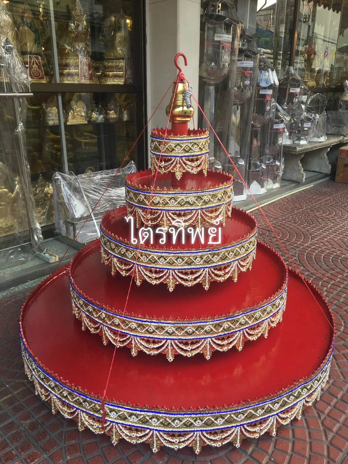 ฉัตรในร่ม 30" 5 ชั้น ติดพลอย