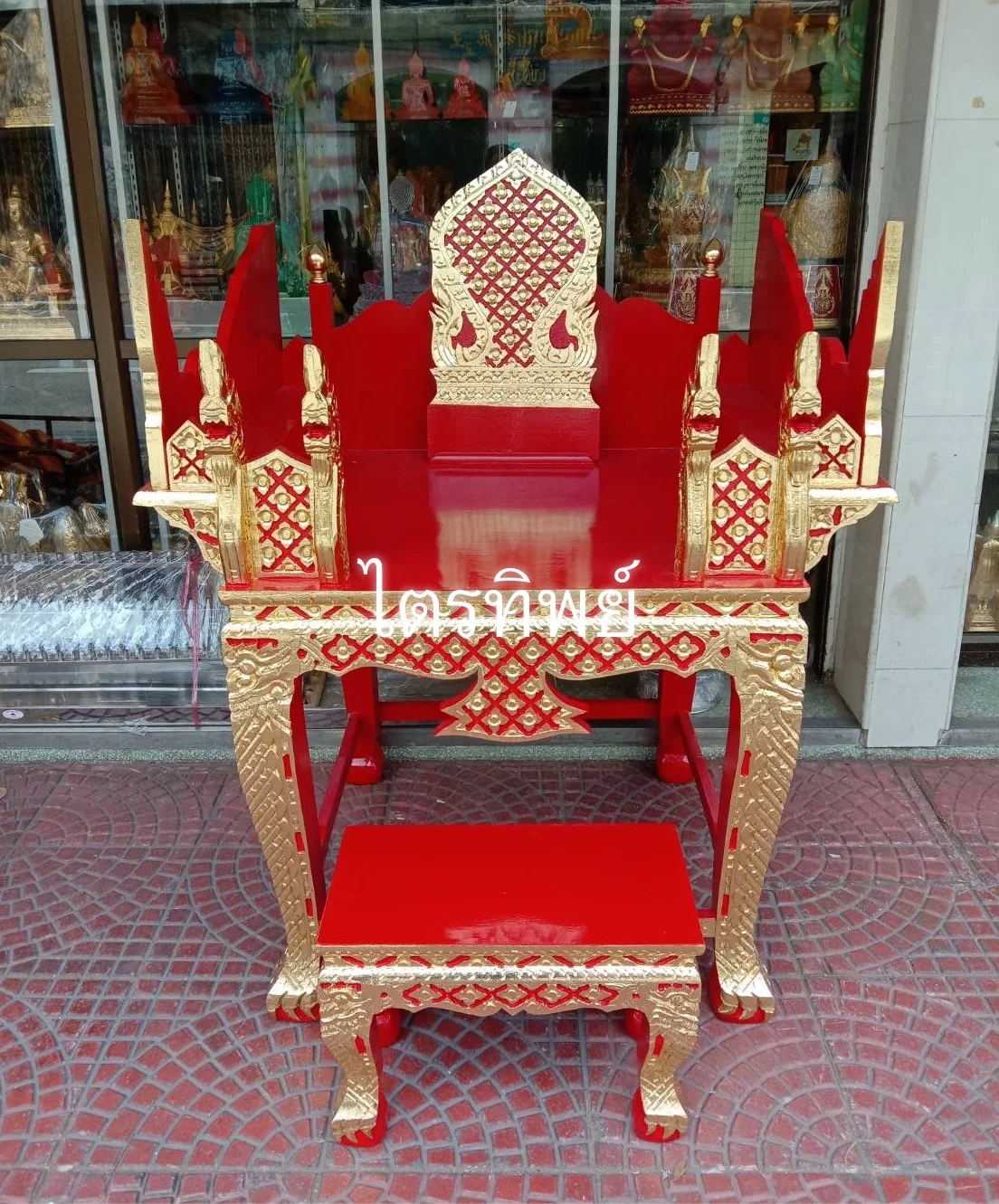 ธรรมาสน์ 2 ชั้น ปิดทอง ร่องสี