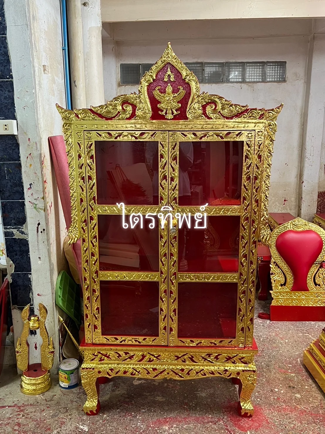 ตู้พระไตรปิฎก 3 ชั้น ปิดทอง ร่องสี