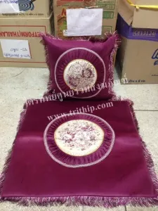 อาสนะลายจีบพร้อมหมอน สีม่วง