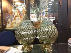 พุ่มทองเหลืองฉลุลาย (พร้อมพานงานดิบ)