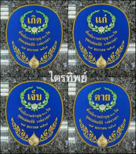 ตาลปัตรผ้าไหม สีน้ำเงิน รูปเกิดแก่ฯ