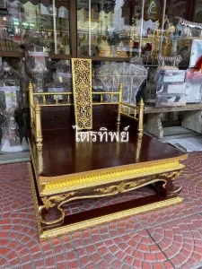 ธรรมาสน์ไม้สัก ขาแขก ปิดทอง