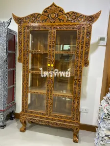 ตู้พระไตรปิฎก แกะลาย ไม้สัก
