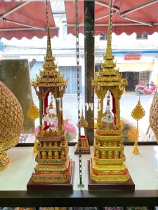 บุษบกปิดทองแท้/ลงยา สูง 78 ซม.