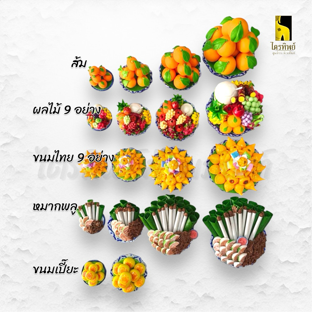 พานของไหว้ ขนมไทย ผลไม้ หมากพลู ส้ม สำหรับไหว้เจ้า ไหว้พระ 5