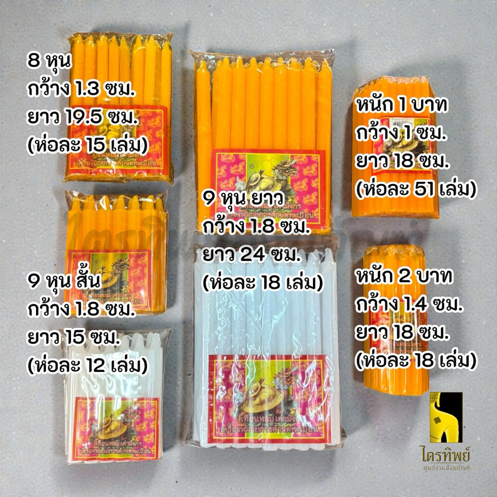 เทียนเต่ามังกร เทียนหอม สีเหลือง สีขาว กลิ่นหอมนาน 2