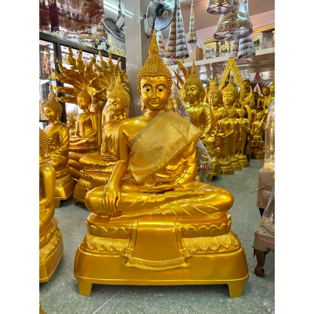 ผ้าห่มพระพุทธรูป ผ้าห่มสไบ ผ้าลูกไม้ 2 ชั้น สีทอง 3
